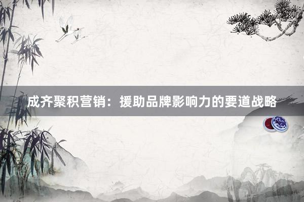 成齐聚积营销：援助品牌影响力的要道战略